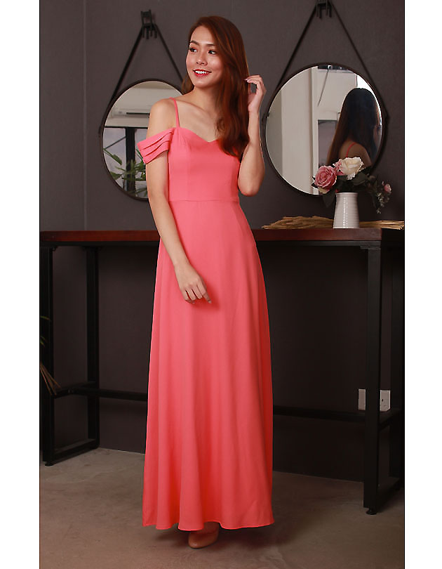 Ophelia Maxi Dress in Coral